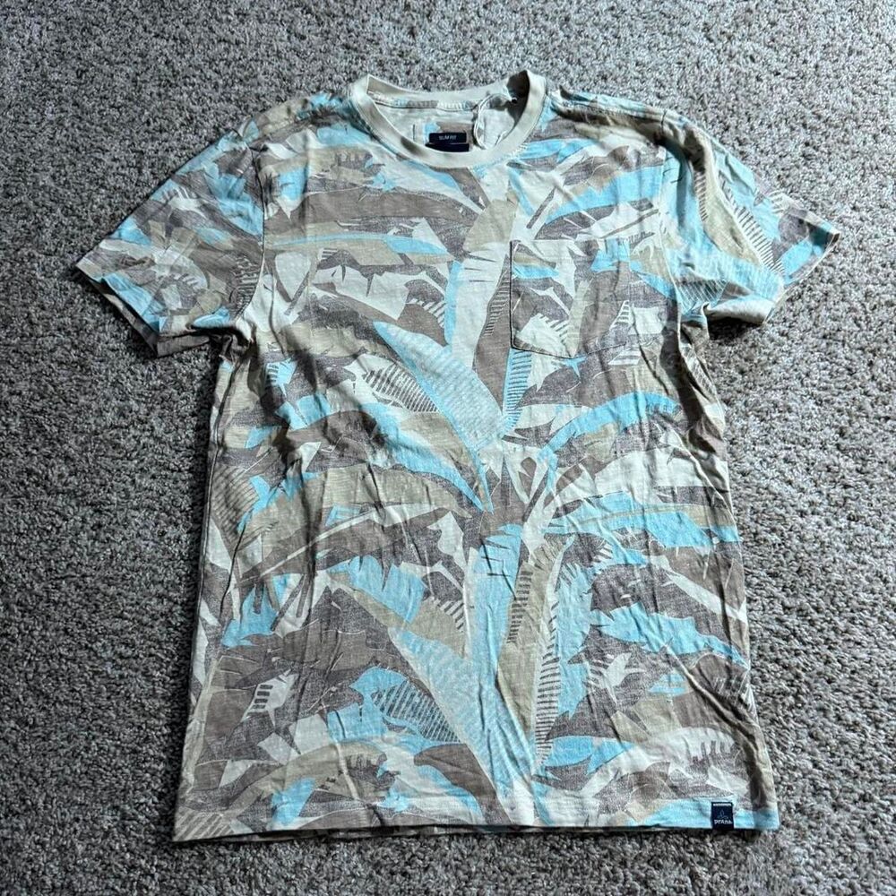 Prana Slim Fit Medium Pocket Tee NWOT Mens Patterned Outdoor Casual Shirt